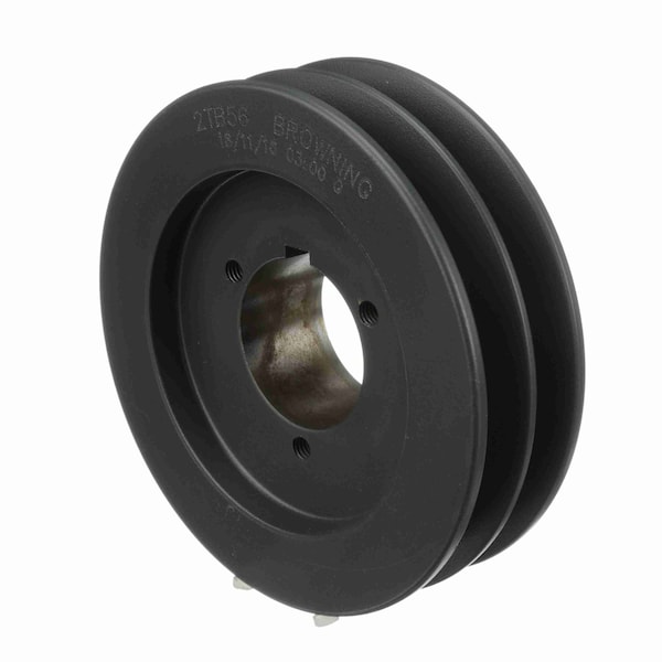 2 Groove Cast Iron Bushed Bore Multiple Sheave, 2TB56